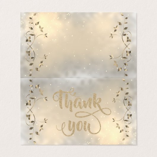 Elegante chique gouden bladeren bedankkaart visitekaartje (Buitenkant ongevouwen)