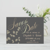 Elegante Chique Gouden Bladeren Bewaar de Datum Save The Date (Staand voorkant)
