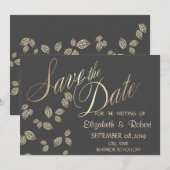 Elegante Chique Gouden Bladeren Bewaar de Datum Save The Date (Voorkant / Achterkant)