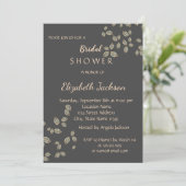 Elegante Chique Gouden Bladeren Bruidsdouche Kaart (Staand voorkant)