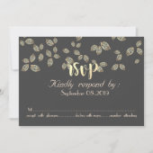 Elegante Chique Gouden Bladeren RSVP Kaart (Voorkant)
