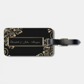 Elegante Chique Gouden Bloemen Bagagelabel (Achterkant horizontaal)