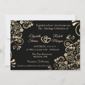 Elegante Chique Gouden Bloemen Huwelijksuitnodigin Kaart (Voorkant)