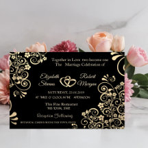 Elegante Chique Gouden Bloemen Huwelijksuitnodigin
