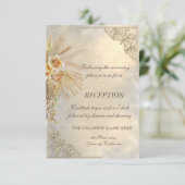 Elegante chique gouden boho bloemen bruiloftsrecep kaart (Staand voorkant)
