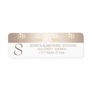Elegante chique gouden/bronzen confetti monogram b etiket