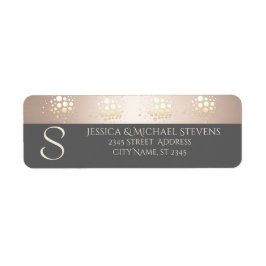 Elegante chique gouden/bronzen confetti monogram b etiket