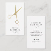 Elegante chique gouden folie haarstylist schaar lo visitekaartje (Voorkant / Achterkant)