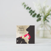 Elegante chique gouden folie rode lippen lippensti vierkante visitekaartje (Staand voorkant)