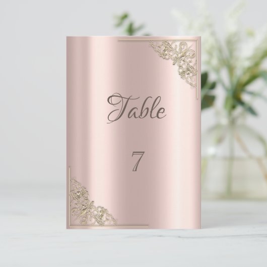 Elegante chique gouden frame roze goud kaart (Staand voorkant)