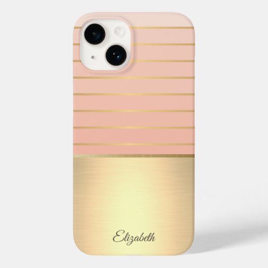Elegante chique gouden gestreept Case-Mate iPhone case (Achterkant)