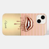 Elegante Chique Gouden Gestreepte Lippen, Druppels Case-Mate iPhone Case (Achterkant (horizontaal))