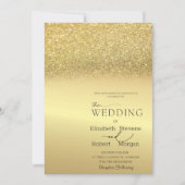 Elegante chique gouden glitter bokeh bruiloft uitn kaart (Voorkant)