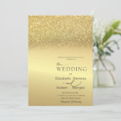 Elegante chique gouden glitter bokeh bruiloft uitn kaart (Staand voorkant)
