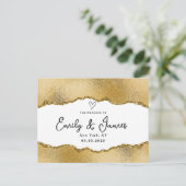 elegante chique gouden glitter bruiloft briefkaart (Staand voorkant)