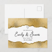 elegante chique gouden glitter bruiloft briefkaart (Voorkant / Achterkant)