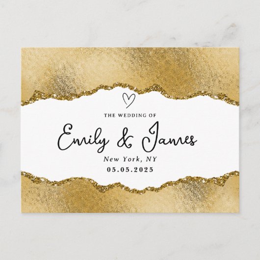 elegante chique gouden glitter bruiloft briefkaart (Voorkant)