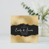 elegante chique gouden glitter bruiloft kaart (Staand voorkant)
