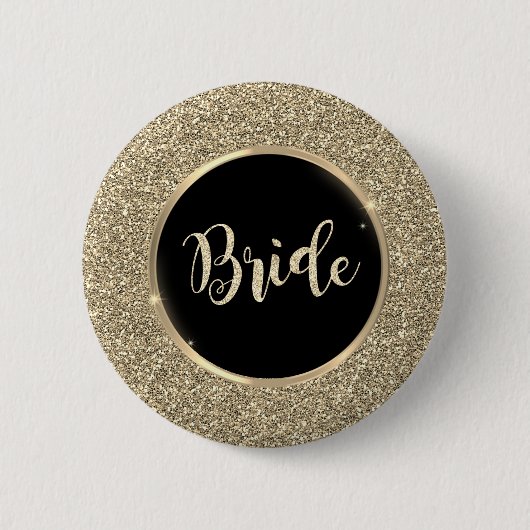 Elegante chique gouden glitter ronde button 5,7 cm (Voorkant)