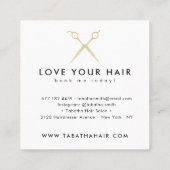 Elegante chique gouden glitter schaar haarstylist vierkante visitekaartje (Achterkant)