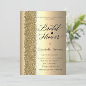 Elegante Chique Gouden Glitter Script Bruiloft Bru Kaart (Staand voorkant)