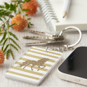 Elegante chique gouden glitterslang, gestreept sleutelhanger (Voorkant Rechts)