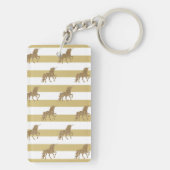 Elegante chique gouden glitterslang, gestreept sleutelhanger (achterkant)