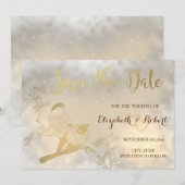 Elegante Chique Gouden Harten, Vogels Save The Dat Date (Voorkant / Achterkant)