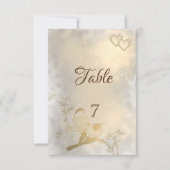 Elegante chique gouden harten, vogels tafel kaart (Voorkant)