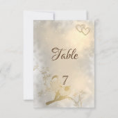 Elegante chique gouden harten, vogels tafel kaart (Achterkant)