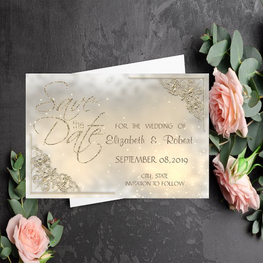 Elegante Chique Gouden Lijst Bewaar De Datum Save The Date