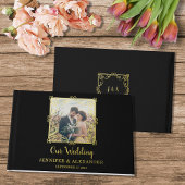 Elegante chique gouden lijst foto gouden folie bru gastenboek