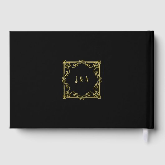 Elegante chique gouden lijst foto gouden folie bru gastenboek (Achterkant)