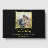 Elegante chique gouden lijst foto gouden folie bru gastenboek (Voorkant)