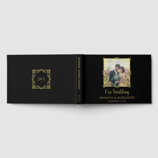 Elegante chique gouden lijst foto gouden folie bru gastenboek (Volledig)