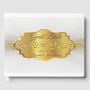 Elegante Chique Gouden Lijst Huwelijk Gastenboek