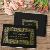 Elegante chique gouden lijst op zwart gouden folie gastenboek