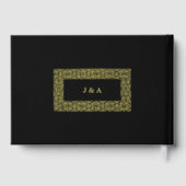 Elegante chique gouden lijst op zwart gouden folie gastenboek (Achterkant)