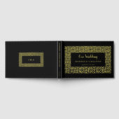 Elegante chique gouden lijst op zwart gouden folie gastenboek (Volledig)