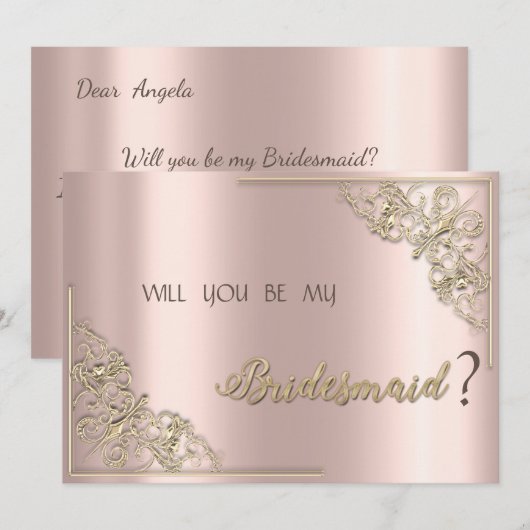 Elegante chique gouden lijst roze gouden bruidsmei kaart (Voorkant / Achterkant)