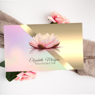 Elegante Chique Gouden Lotus Bloem Yoga Instructeu Visitekaartje