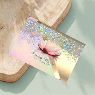 Elegante Chique Gouden Lotus Confetti Visitekaartje