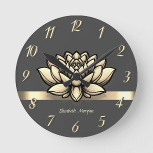 Elegante chique gouden lotus, yoga ronde klok