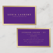 Elegante chique gouden metallic donker paarse mini visitekaartje (Voorkant / Achterkant)