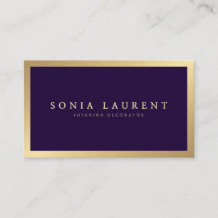 Elegante chique gouden metallic donker paarse mini visitekaartje
