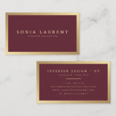 Elegante chique gouden metallic marsala rood minim visitekaartje (Voorkant / Achterkant)