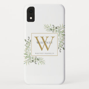 Elegante chique gouden monogram groen Case-Mate iPhone case
