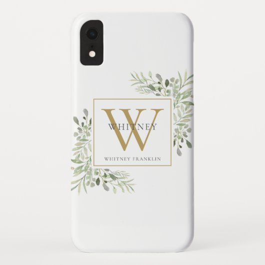 Elegante chique gouden monogram groen Case-Mate iPhone case (Achterkant)