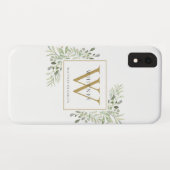 Elegante chique gouden monogram groen Case-Mate iPhone case (Achterkant (horizontaal))