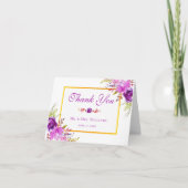 Elegante chique gouden Paarse bloemenbruiloft Beda Bedankkaart (Voorkant)